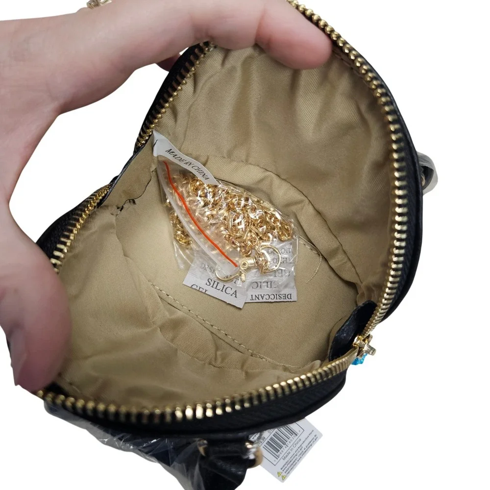 Mini Satchel Women Small Black Woven Dome Crossbody Purse Chain Strap